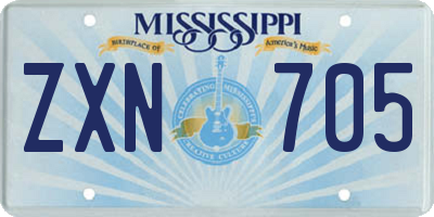 MS license plate ZXN705