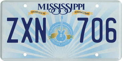 MS license plate ZXN706