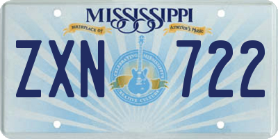 MS license plate ZXN722