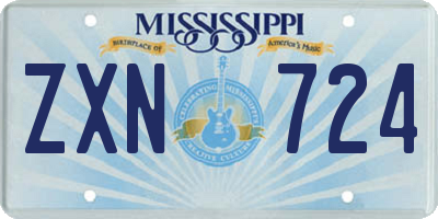 MS license plate ZXN724