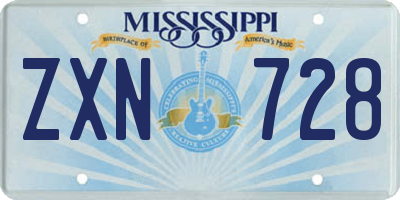 MS license plate ZXN728