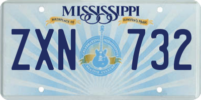 MS license plate ZXN732