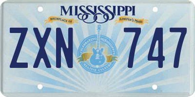 MS license plate ZXN747