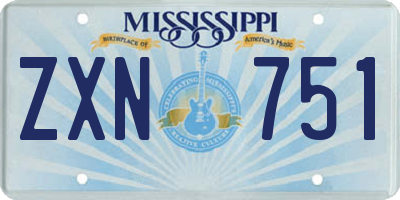 MS license plate ZXN751
