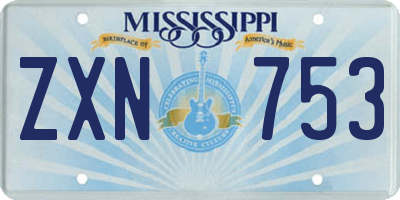 MS license plate ZXN753