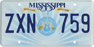 MS license plate ZXN759