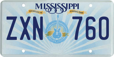 MS license plate ZXN760