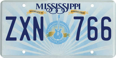 MS license plate ZXN766