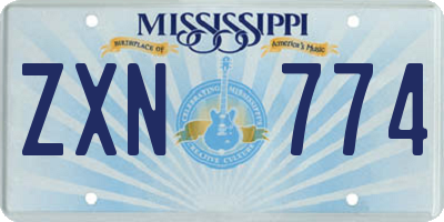 MS license plate ZXN774