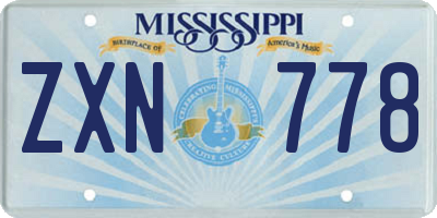 MS license plate ZXN778