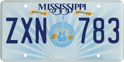 MS license plate ZXN783