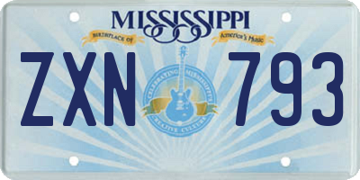 MS license plate ZXN793