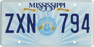 MS license plate ZXN794