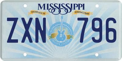 MS license plate ZXN796