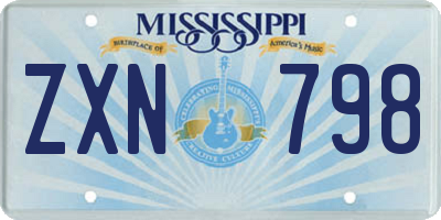 MS license plate ZXN798