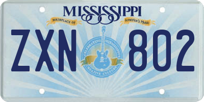 MS license plate ZXN802