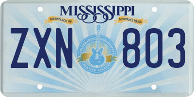 MS license plate ZXN803