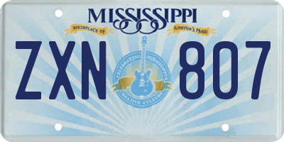 MS license plate ZXN807