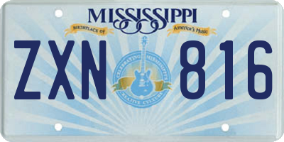 MS license plate ZXN816