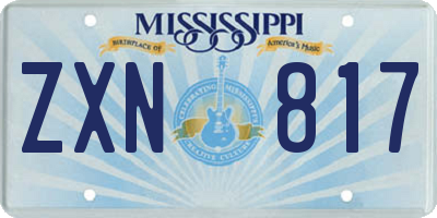 MS license plate ZXN817
