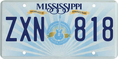 MS license plate ZXN818