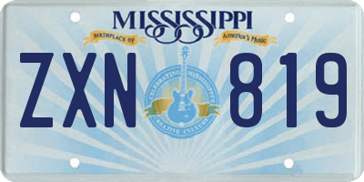 MS license plate ZXN819