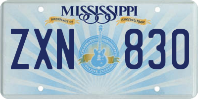 MS license plate ZXN830