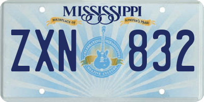 MS license plate ZXN832