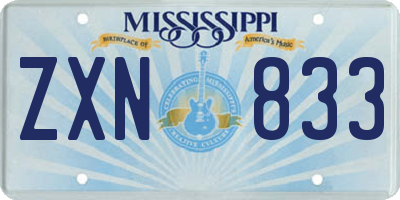 MS license plate ZXN833