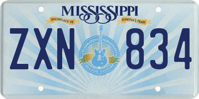 MS license plate ZXN834
