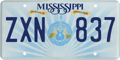 MS license plate ZXN837