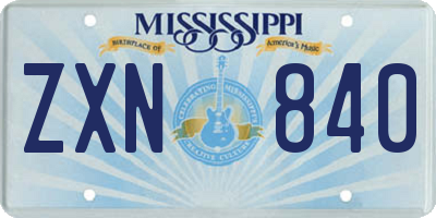 MS license plate ZXN840