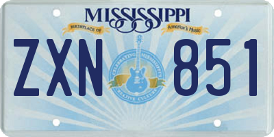 MS license plate ZXN851