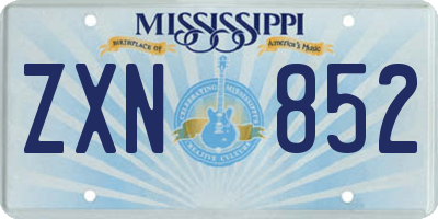 MS license plate ZXN852