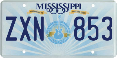 MS license plate ZXN853