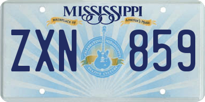 MS license plate ZXN859