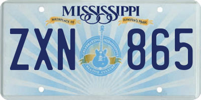 MS license plate ZXN865