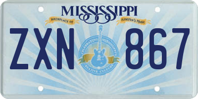 MS license plate ZXN867