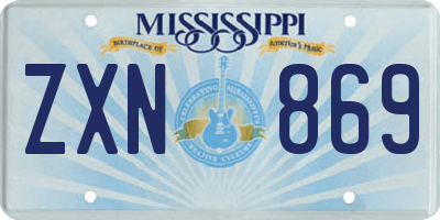 MS license plate ZXN869