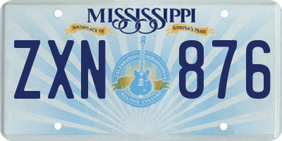 MS license plate ZXN876