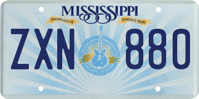 MS license plate ZXN880