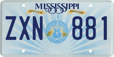 MS license plate ZXN881