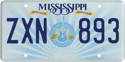MS license plate ZXN893