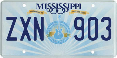 MS license plate ZXN903