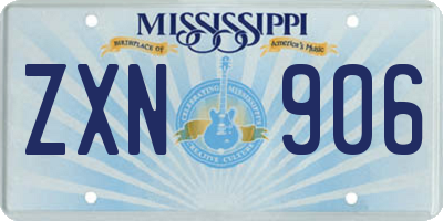MS license plate ZXN906