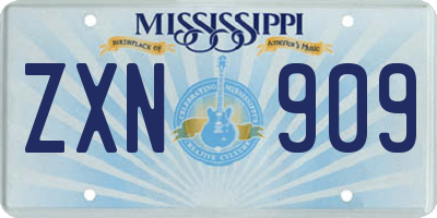 MS license plate ZXN909