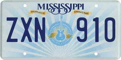 MS license plate ZXN910