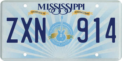 MS license plate ZXN914
