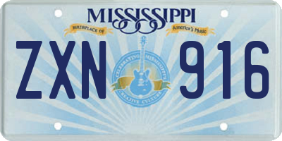 MS license plate ZXN916