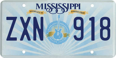 MS license plate ZXN918
